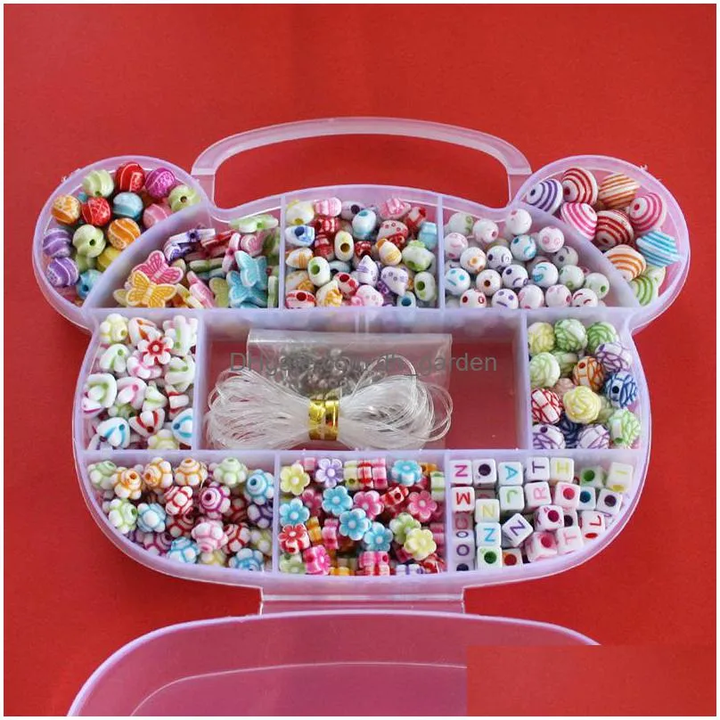 new plastic acrylic beads fun for kids diy bracelet necklace loom beads kit pvc family set