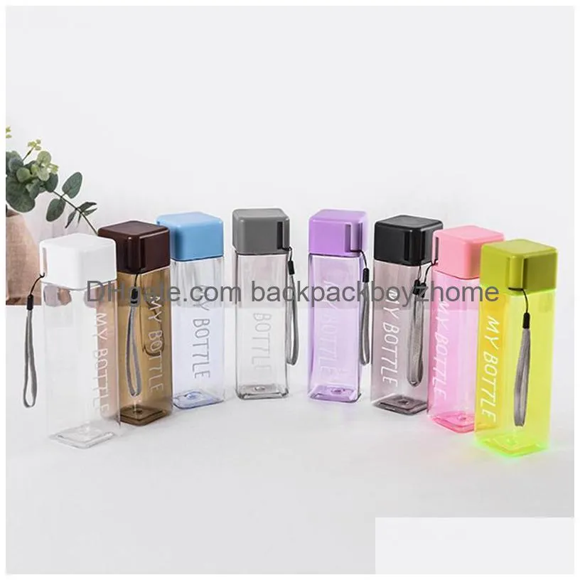 17oz sport water bottle fashion square transparent tumbler large capacity water bottles plastic cup outdoor portable water mug dbc