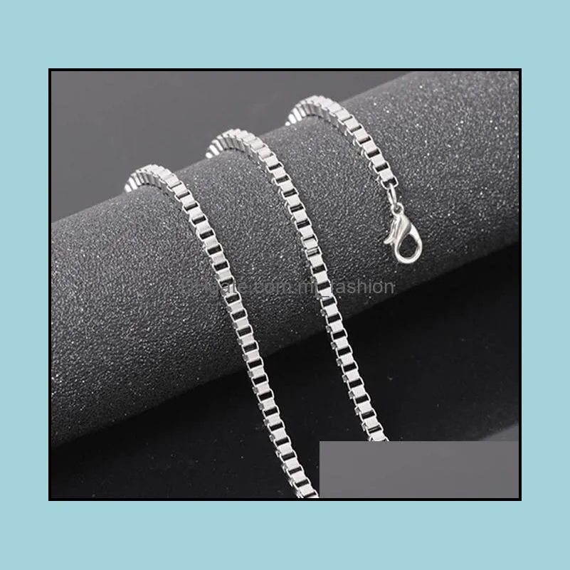 pretty stainless steel necklace silver color box chain long chains mens necklaces stainless steel jewelry