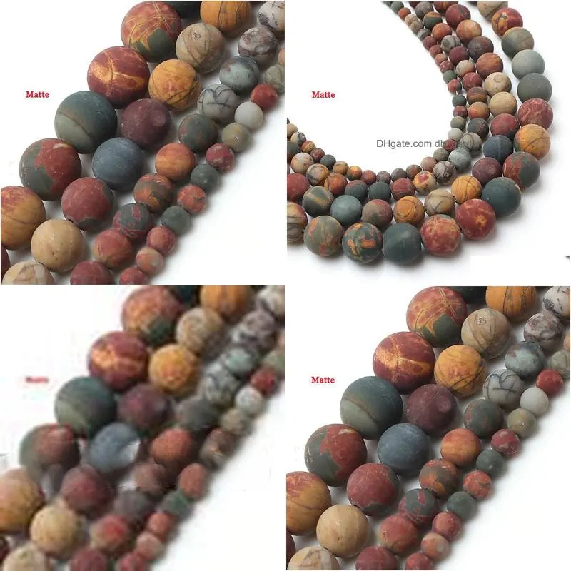 8mm natural stone beads dull polish matte picasso stone round loose beads for jewelry making 15inches shipping 410mm