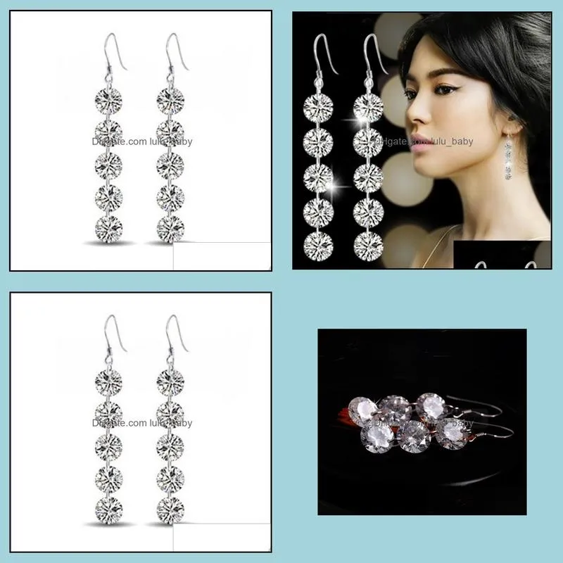 long crystal drop earrings fashion hanging women silver earring jewelry girls gifts steds earrings