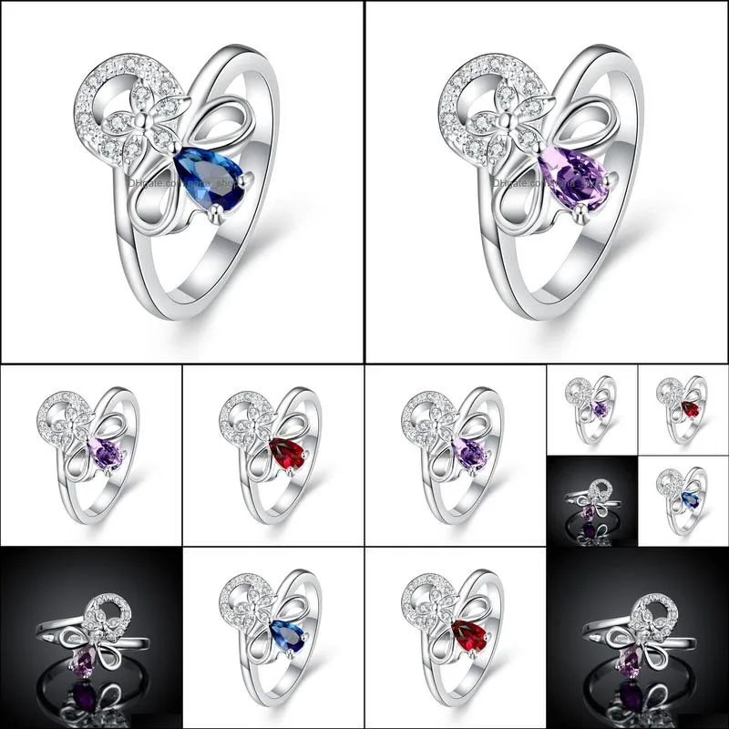 flower rings wendding party ring colorful jewelry womens crystals rings