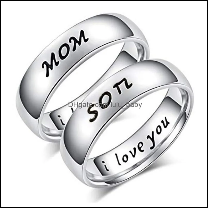 family dad son mom daughter engraved express love commemorate gift ring stainless steel jewelry women and man rings