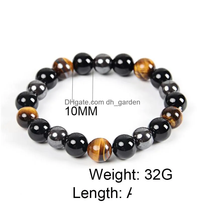 men bracelet bangle natural stone bracelets for women 10mm tiger eye hematite black obsidian stone bracelet dropshipping