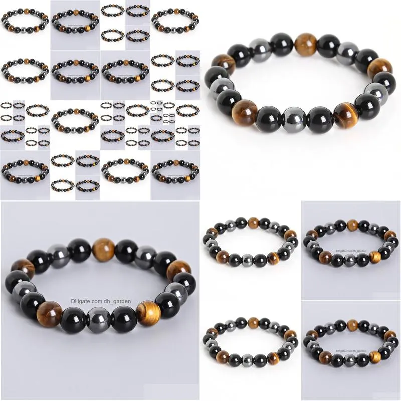 tiger eye hematite black obsidian 10mm stone bracelet jewelry for women gift men bracelet