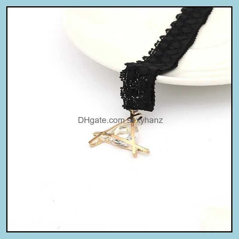 choker necklace pandents statement choker jewelry vintage lace gothic rhinestone diamond chokers necklaces