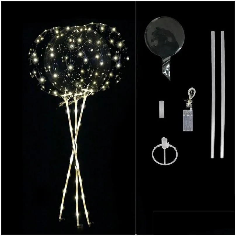 new luminous led balloons with stick  bright balloon lighted up balloon kids toy birthday party wedding decorations 1098 v2