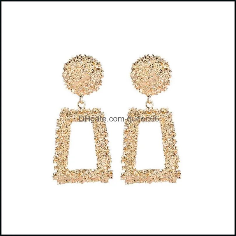 big vintage earrings for women fashion jewelry trend gold color geometric statement earring