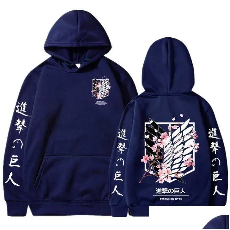 japanese anime graphic hoodies men attack on  print pullover sweatshirt harajuku clothes uni male