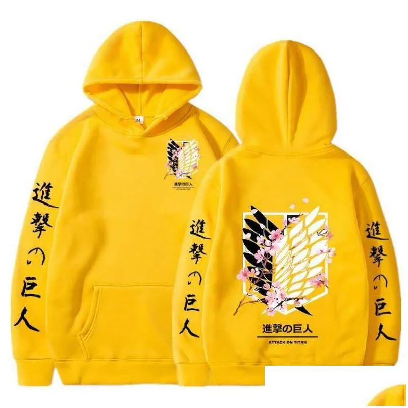 japanese anime graphic hoodies men attack on  print pullover sweatshirt harajuku clothes uni male