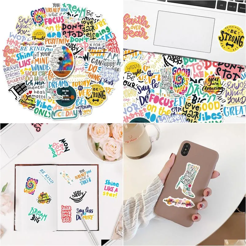 50pcs motivational stickers inspirational teachers students teens employees vinyl waterproof durable laptop sticker decals for