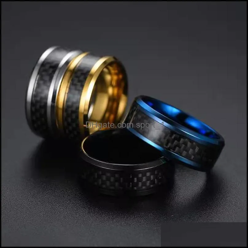crossborder supply fashion personality carbon fiber titanium steel ring europe and the united states simple stainless steel ring