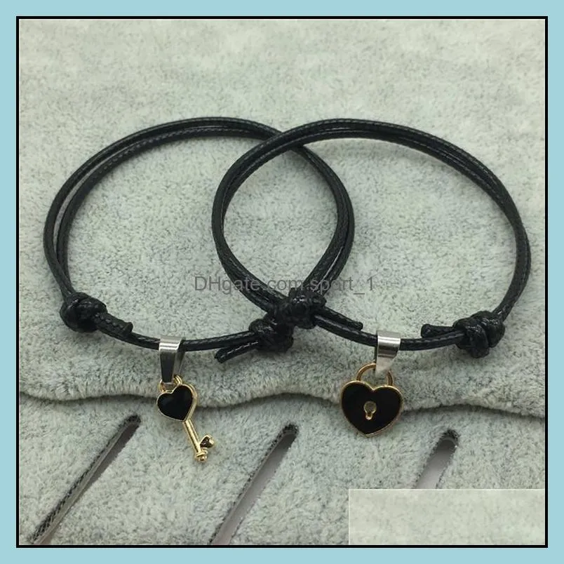a simple couple bracelet key love lock bracelet jewelry