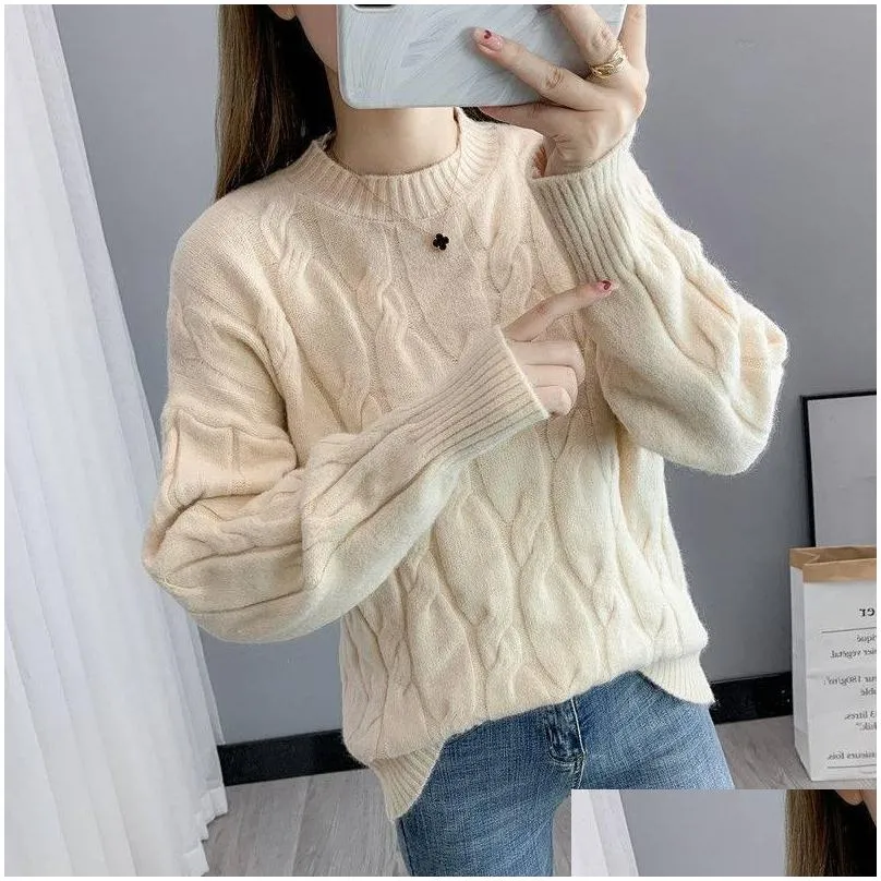 pullover teens big girl child blue oneck twisted sweater women autumn spring long sleeve cashmere pullovers female knitted jumper