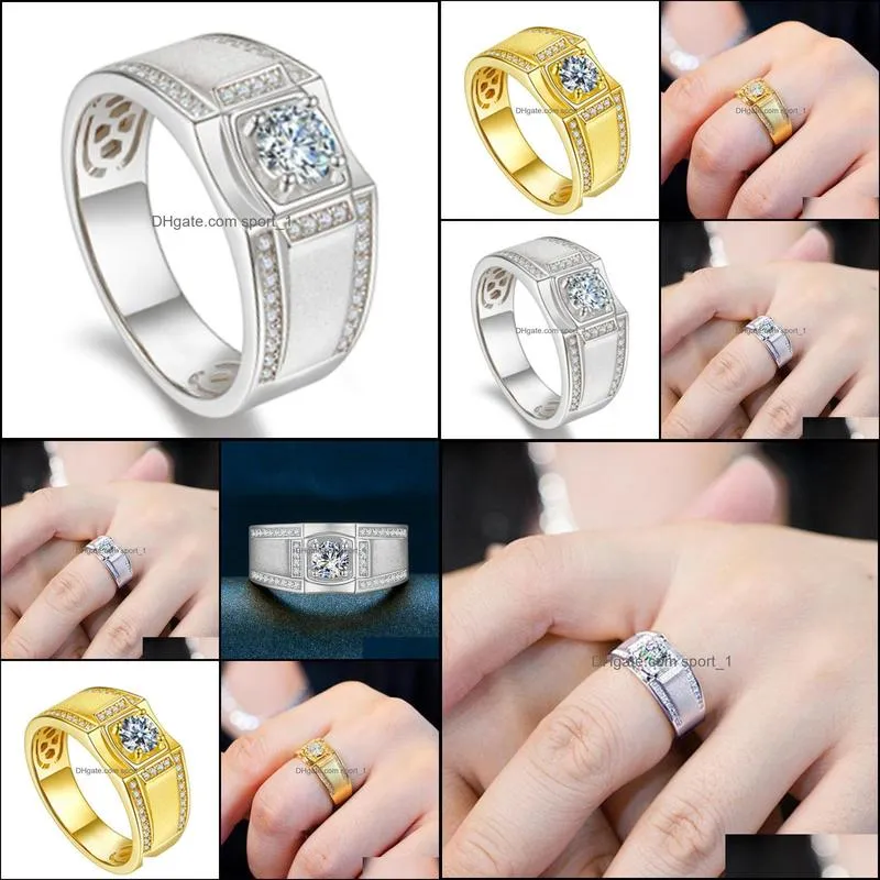 gold ring men moissanite ring classic trend luxury mens banquet ring jewelry