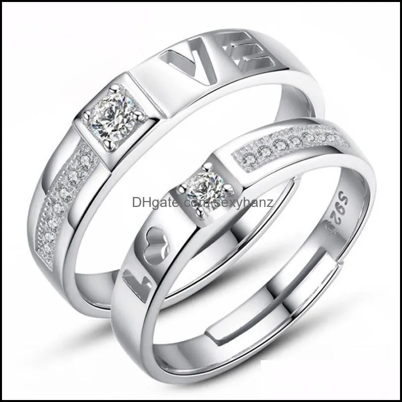 couple rings silver cross crown copper with zircon for lovers engagement wedding ring for men and women