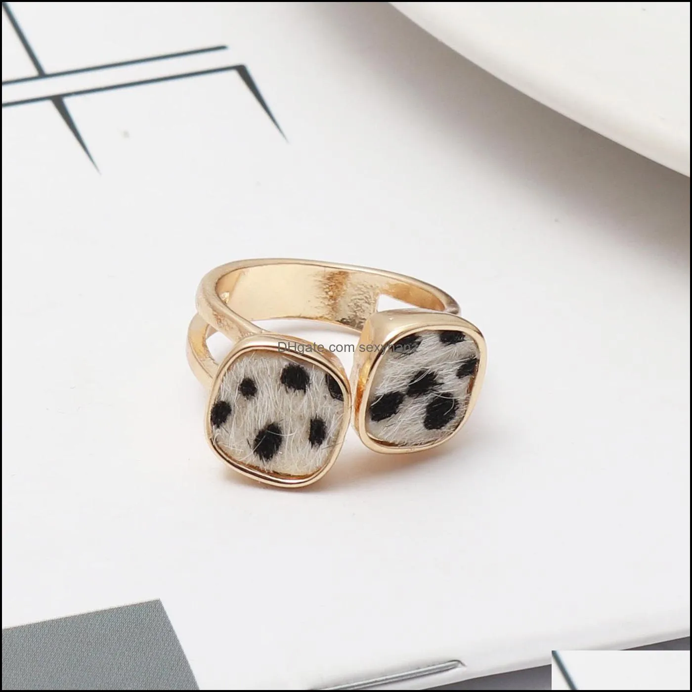leopard print white blue abalone shell paper rings fashion gold color brincos pendientes jewelry ring for women