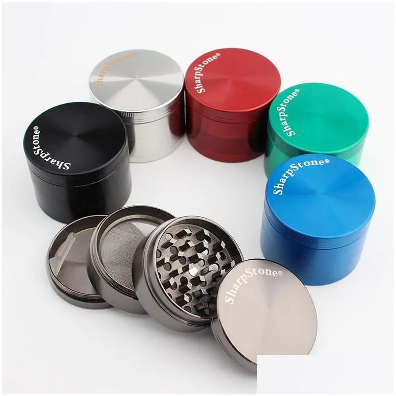 sharpstone herb 4 part zinc alloy smoking grinder 40mm/50mm/55mm/63mm spice cracker tobacco metal grinder for accessories