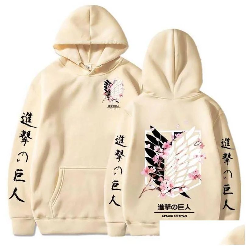 japanese anime graphic hoodies men attack on  print pullover sweatshirt harajuku clothes uni male