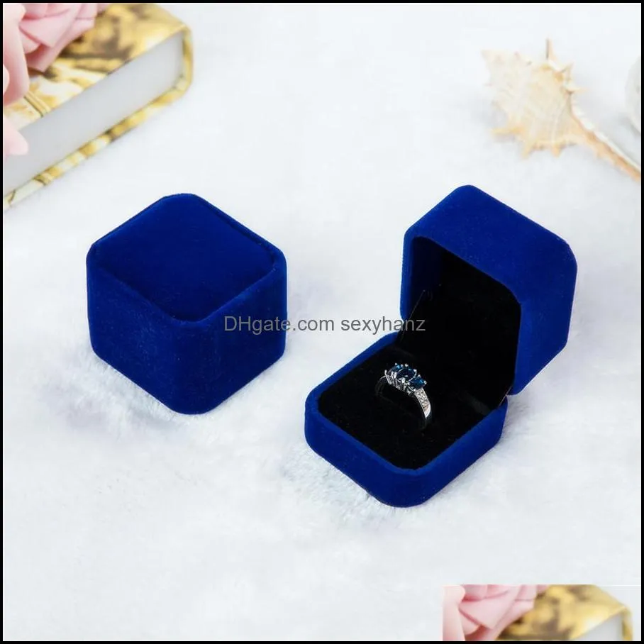 fashion velvet jewelry boxes cases for only rings earrings 12 color jewelry gift packaging display size 5cmx4.5cmx4cm