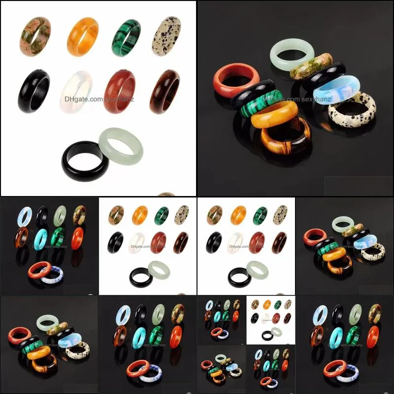 8mm natural stone ring opal turquoises black onyx tiger eye sodalite malachite jewelry gift finger rings for women men