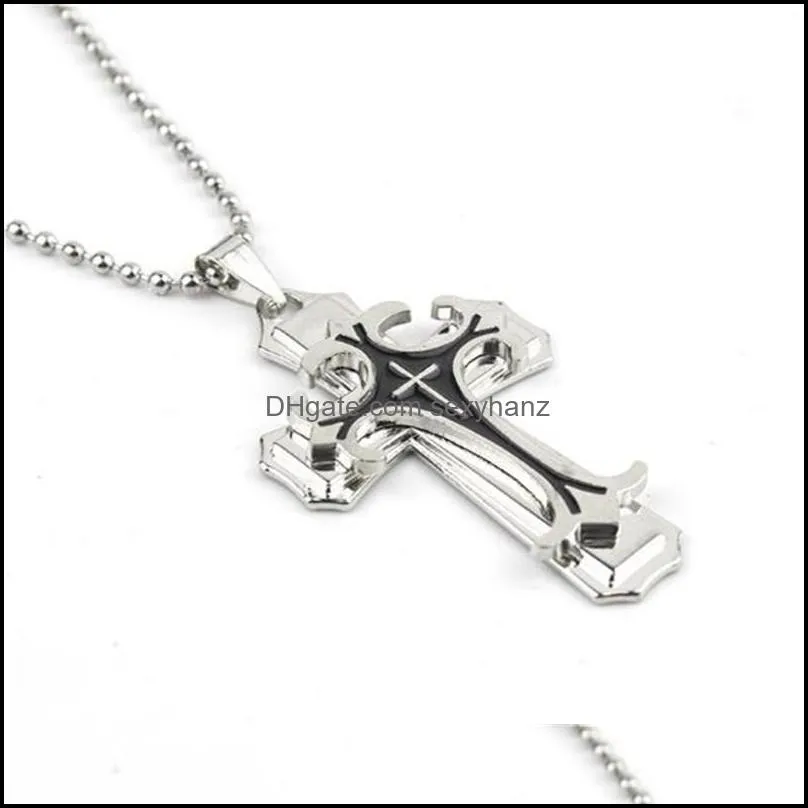 gold jesus cross chain necklace pendant for men male stainless steel jewelry womans accesories wholesale