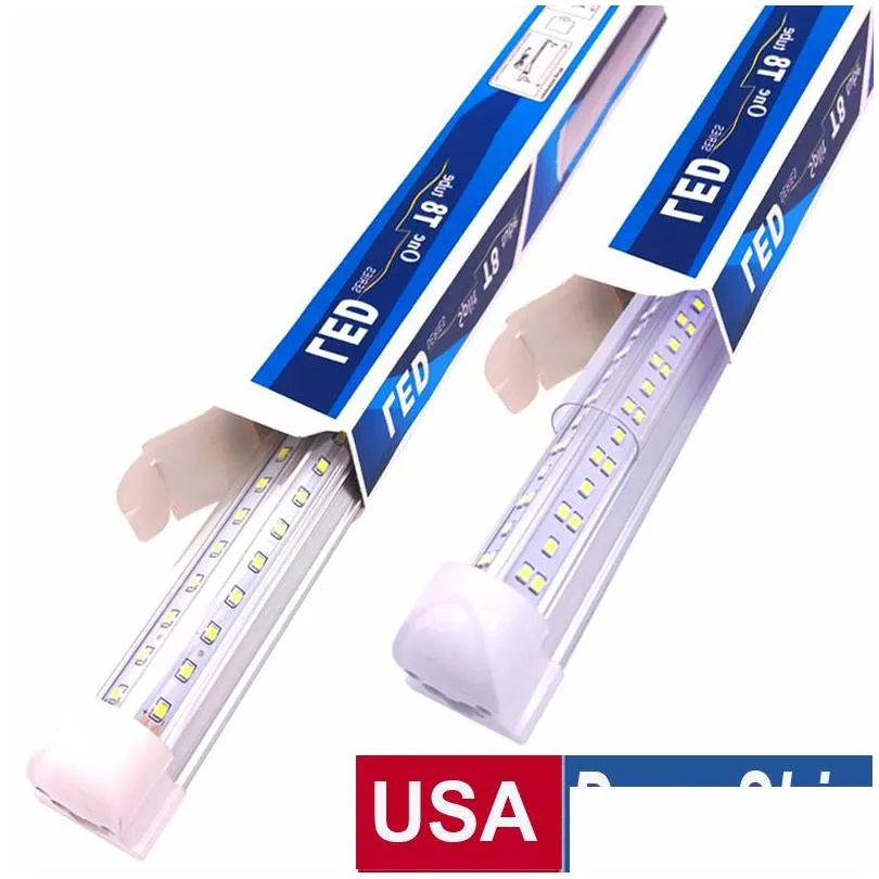 2 3 4 5 6 8ft led shop lights vshape double row integration t8 tube cold white 6500k 270 degree beam angle bulbs for warehouse garage workshop linkable surface