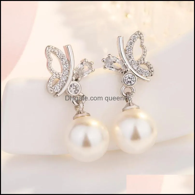 exaggerated butterfly earrings for women luxury jewelry rhinestone pendant earrings elegant colorful vintage trend pearl stud earring