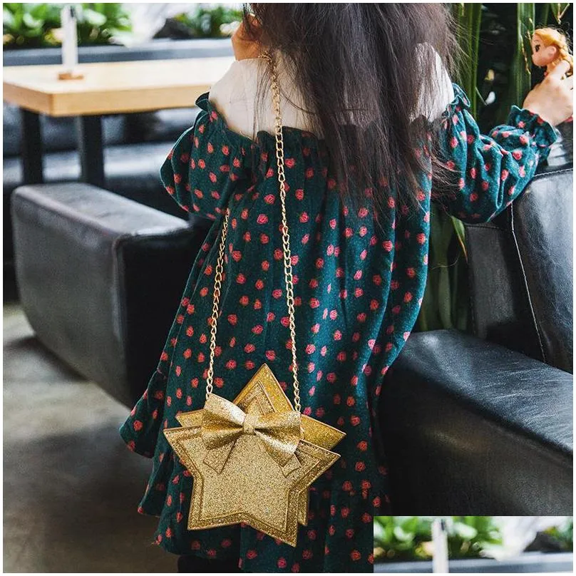 stars shaped sequins kids bags boys girls fashion mini single shoulder bag children chain purse 2020 22jx j2