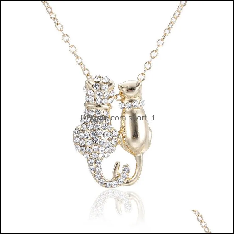 cat pendant necklace luxury jewelry day gifts double cat couple necklaces animal necklaces