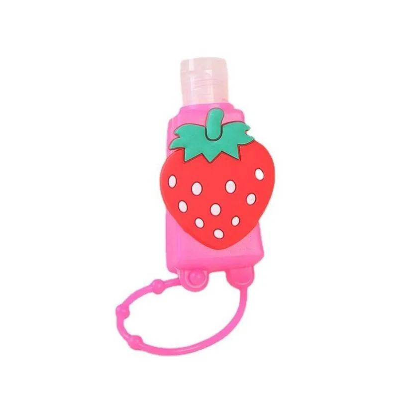 30ml hand sanitizer bottle holder cartoon cases kids students school perfume bottle and silicone protective cover set random pattern 5168