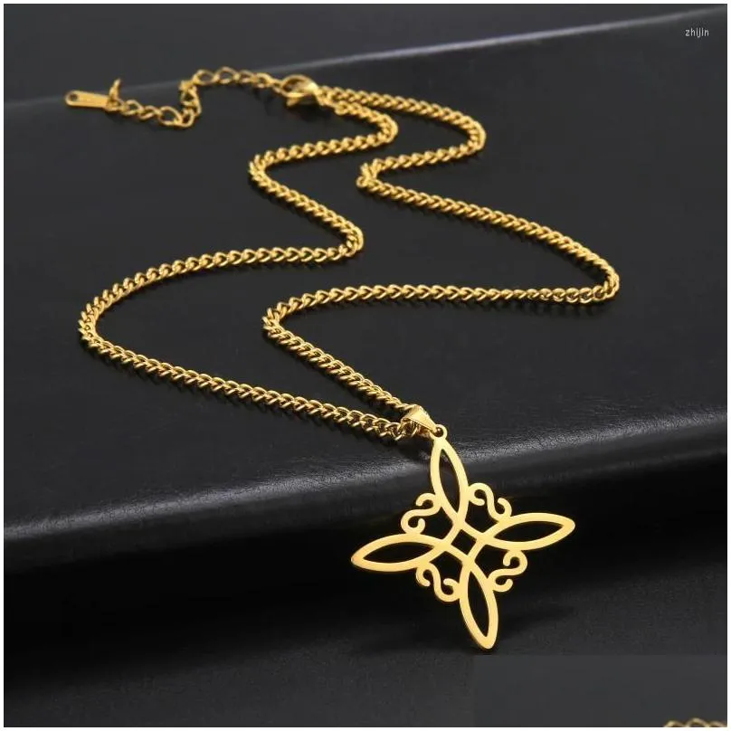 pendant necklaces likgreat silver color witch knot necklace witchcraft stainless steel celtic charm protection amulet jewelry