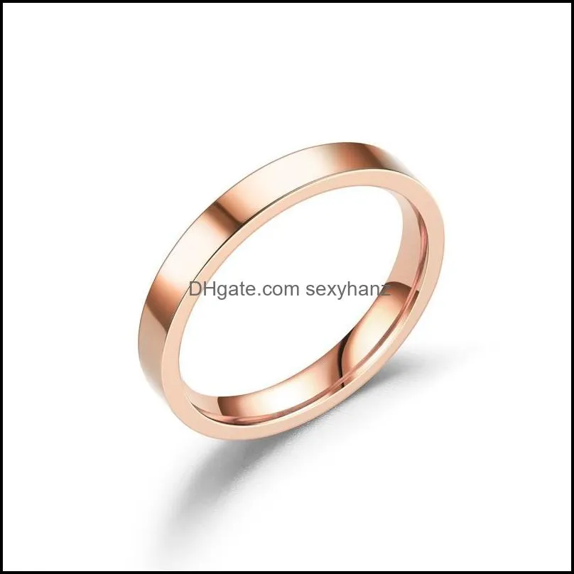 3mm stainless steel thin ring rose gold black for women men minimalist ring jewelry party simple fashion gift size 5 to 13