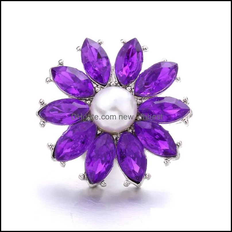 varieties rhinestone flower chunk clasp 18mm snap button oval zircon claw charms bulk for snaps diy jewelry findings suppliers christmas
