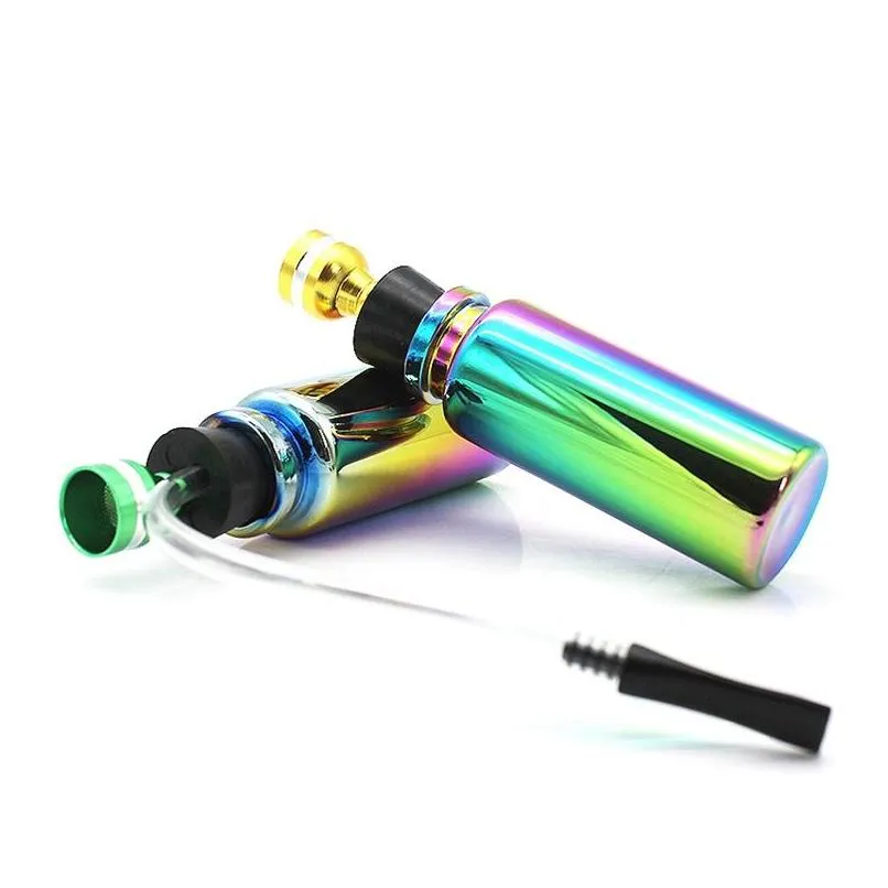 newest glass rainbow bong bottle handpipe filter smoking tube portable innovative design mini pipe easy clean for tobacco dhs 