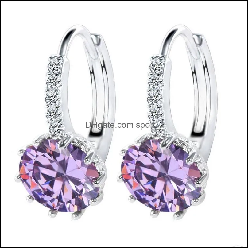 silver earrings colorful gemstone gold ear buckle for woman charm jewelry zircon crystal earring