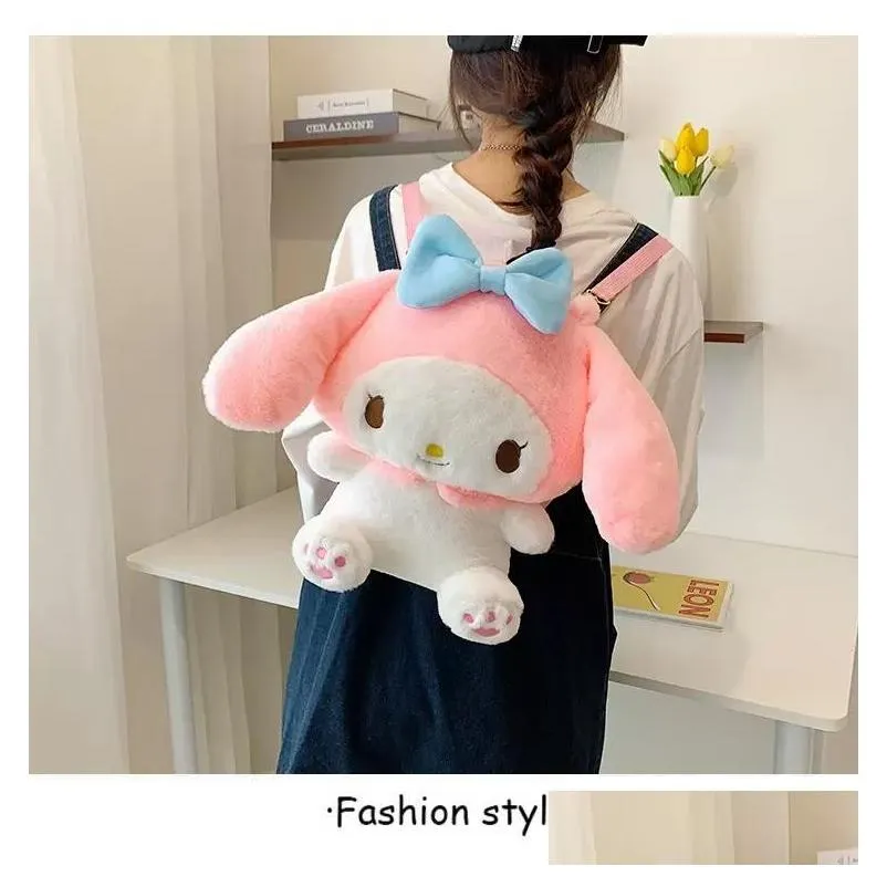 45cm kuromi stuffed bags animals childrens cartoon casual backpack cute new big plush backpack for women/kids