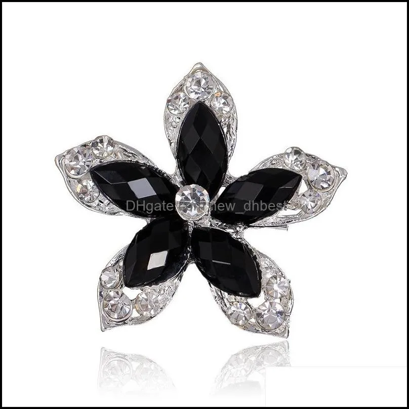 brooches for women silver plated clear prom beautifully bridesmaid flower brooch pins jewelry gift crystal rhinestone brooches