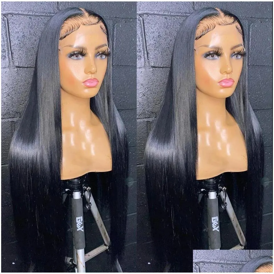 28 inch 13x4 straight lace front brazilian wig women full hd transparent wig