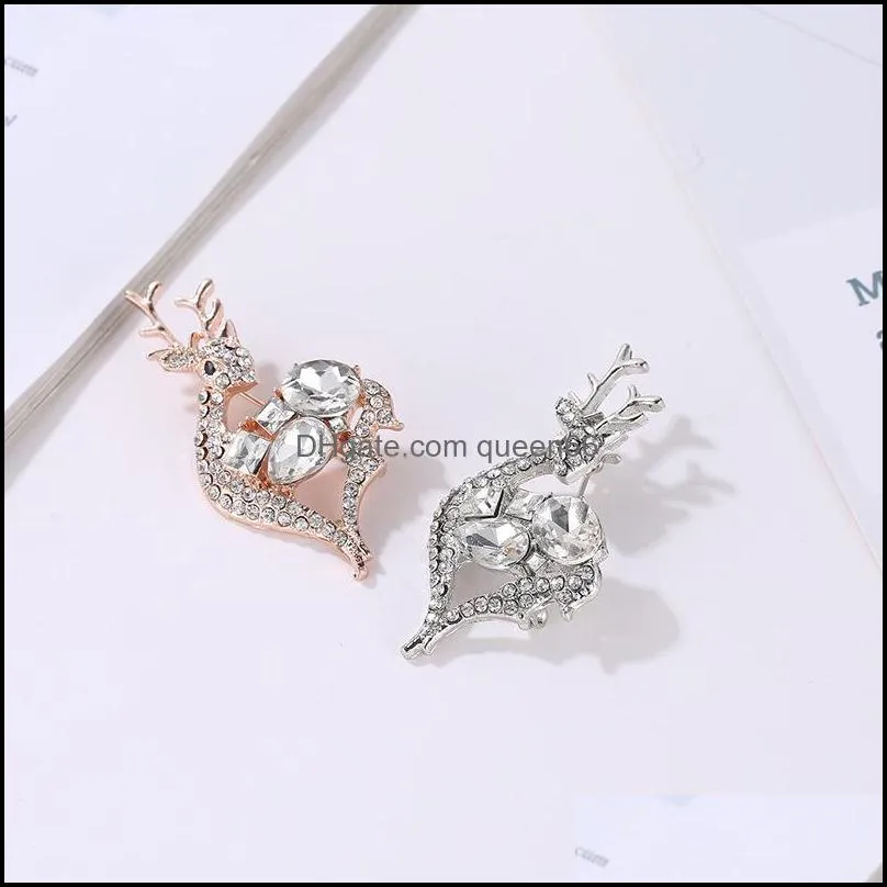 christmas brooches pins gift cute for women fashion crystal brooch running deer brooch