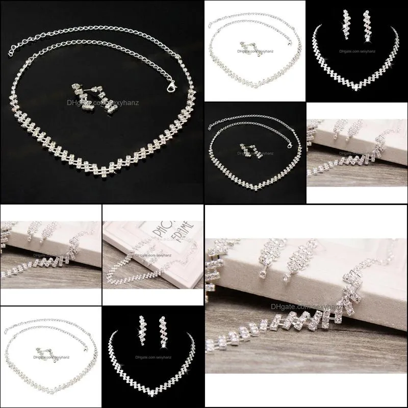 party jewelry sets necklaces earrings rhinestone wedding jewelry set