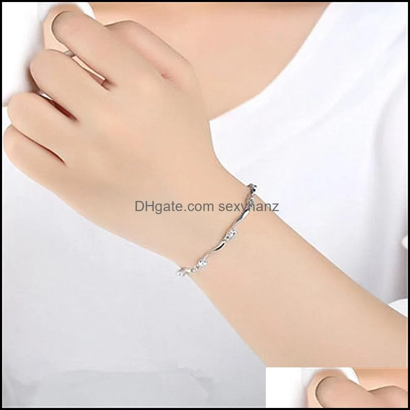 silver bracelet charm womens hand crystals bracelets fashion jewelry bamboo link chains bracelets