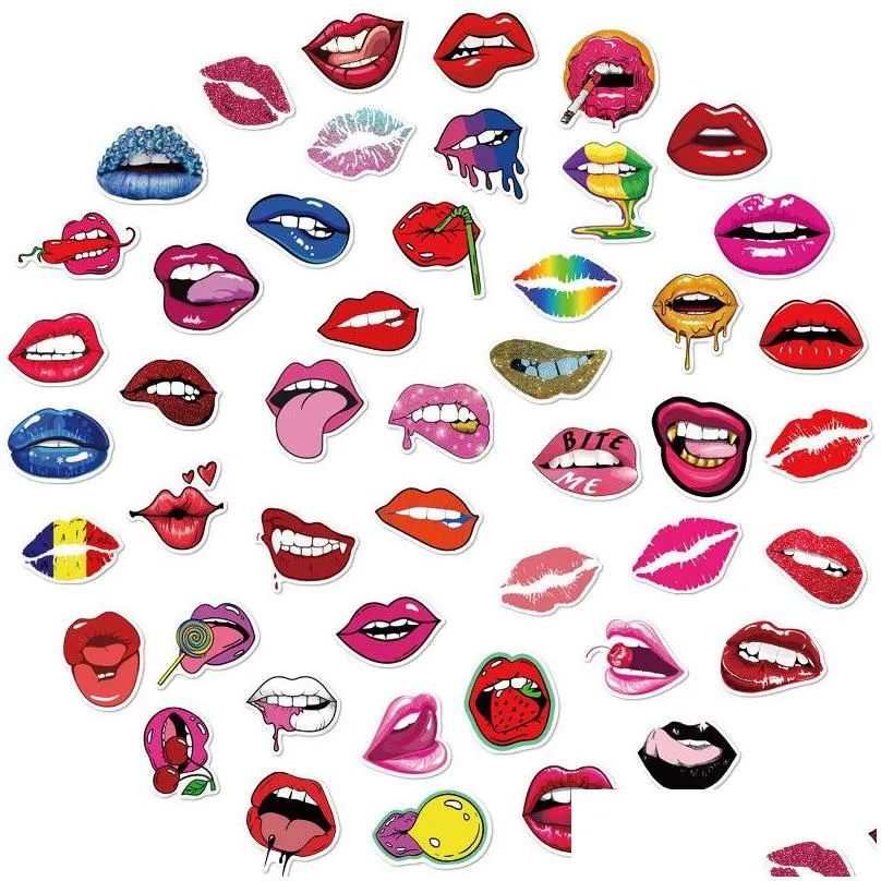 50 pcs mixed skateboard stickers y lips for car laptop fridge helmet stickers pad bicycle bike motorcycle ps4 notebook guitar pvc