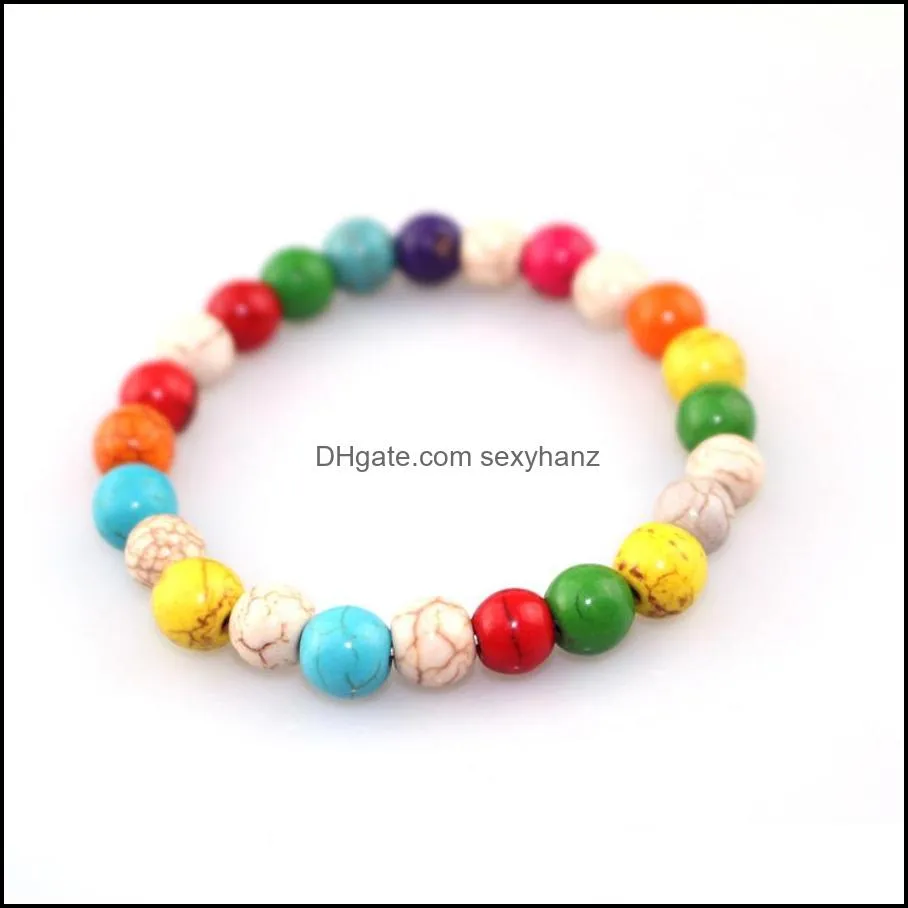 blue white green red natural turquoises stone bracelet homme femme charms 8mm men strand beads yoga bracelets women