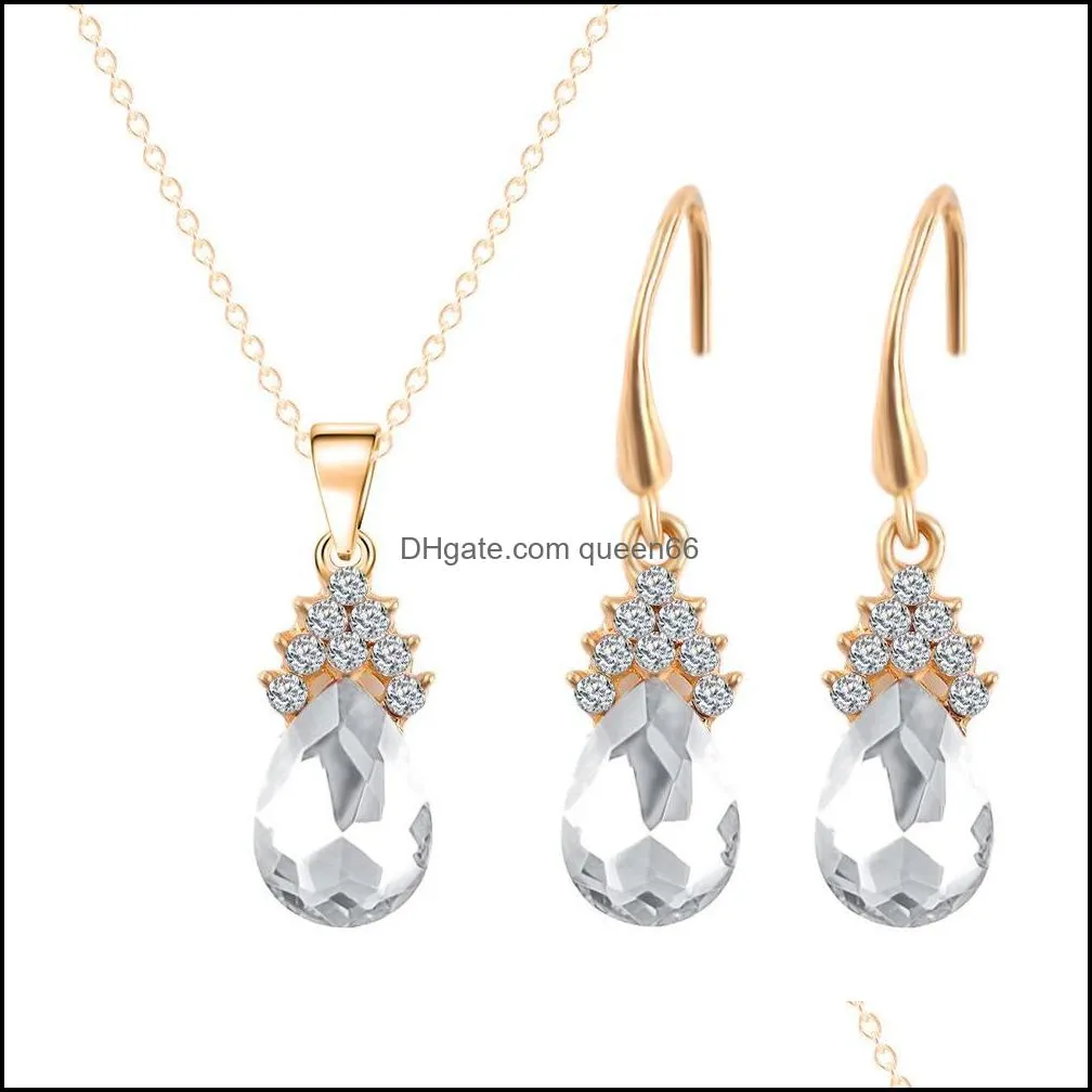 party jewelry set water drop earrings and american fashion gold series jewery sets bridesmaid jewelry set