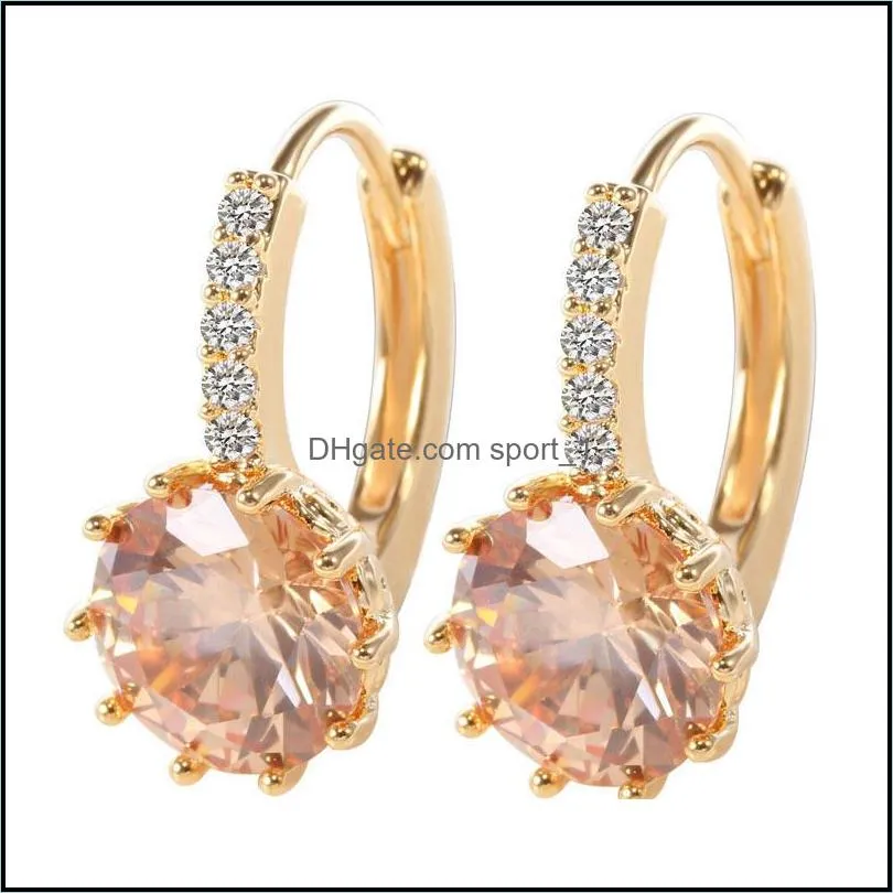 silver earrings colorful gemstone gold ear buckle for woman charm jewelry zircon crystal earring