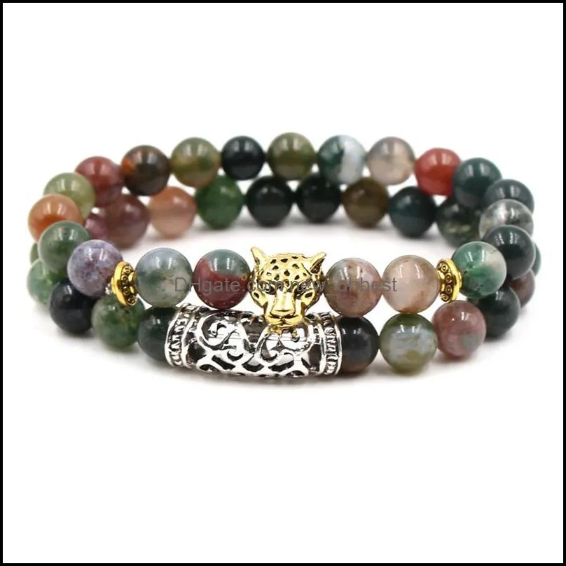 india agate stone bead braceet 2 pcs/set charm yoga meditation chakra braclet natural stone bracelet