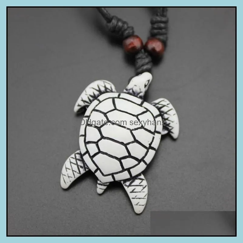 turtle necklace men womens imitation yak bone cute tortoise hawaii tribal surfer sea turtles charms pendants necklaces