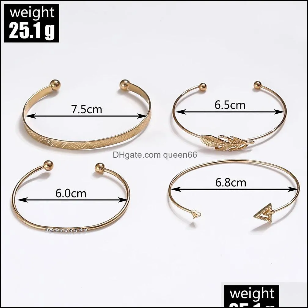 4 pcs/set punk gold bracelet set bohemian geometric bracelet set jewelry girl party gift