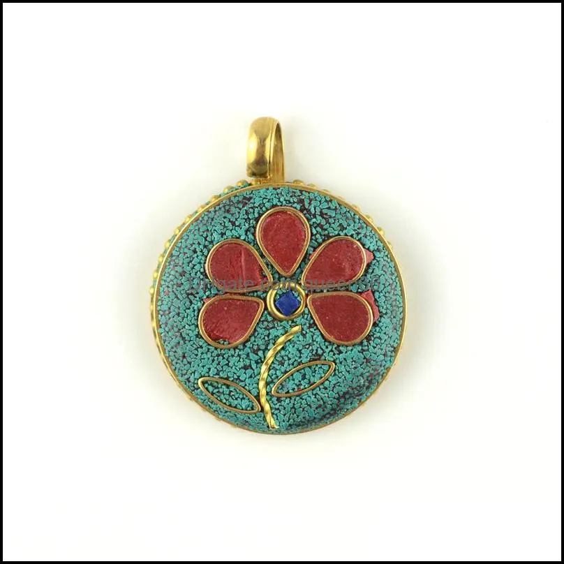 fashion delicate nepalese handmade jewelry original ethnic landscape thai blue flower pendant necklace sweater chain accessories